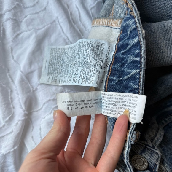 Zara Blue Jean Shorts Distressed High-Waisted Short - Picture 7 of 7